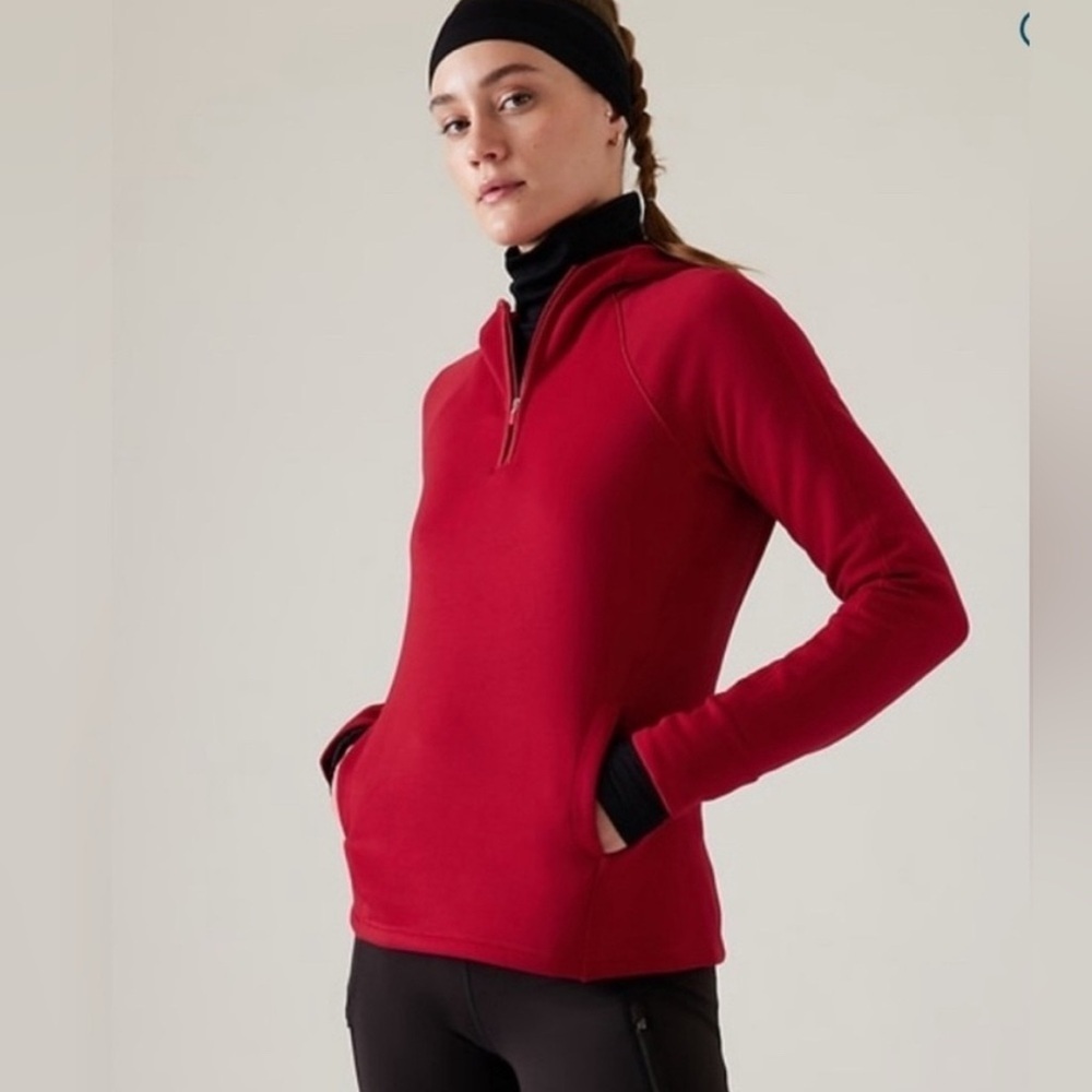 NWT Athleta Altitude Polartec Hoodie Clover Red Hoodie Sweatshirt Size 1X